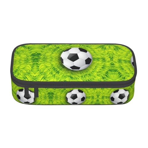Liulannq Federmäppchen mit großem Fach, Motiv: Fußball auf Gras von Liulannq