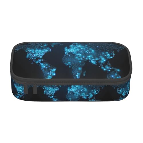 Liulannq Federmäppchen mit großem Fach für Schreibwaren mit Weltkarte von Liulannq