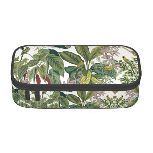 Liulannq Federmäppchen mit tropischem Blumenblatt, Papagei, großes Fassungsvermögen, Schreibwaren-Stift von Liulannq