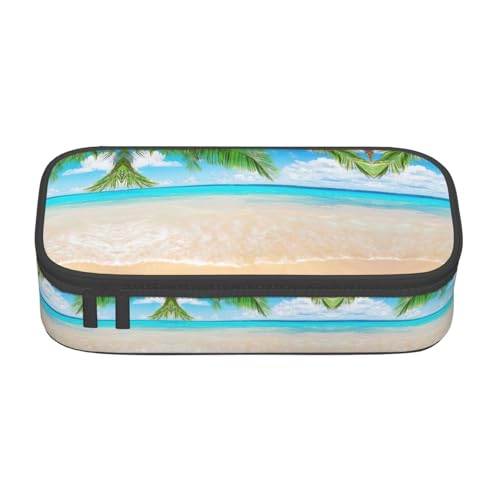 Liulannq Federmäppchen mit tropischem Strandpflanzen-Motiv, großes Fassungsvermögen, Schreibwaren-Stift von Liulannq