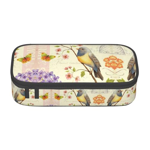 Liulannq Federvogel und Blumen, großes Fassungsvermögen, Schreibwaren-Federmäppchen von Liulannq