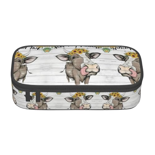 Liulannq Kuh-Sonnenblumen-Schreibwaren-Stifttasche mit großem Fassungsvermögen von Liulannq