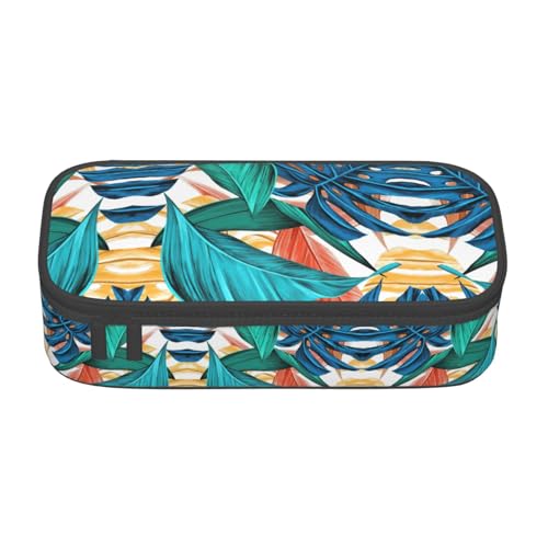 Liulannq Stifte-Tasche mit tropischem Palmblatt, großes Fassungsvermögen von Liulannq
