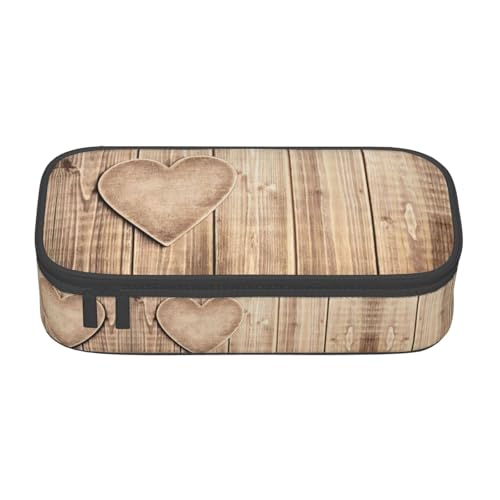 Liulannq Stifteetui mit großem Fach aus Holz, Herzform von Liulannq