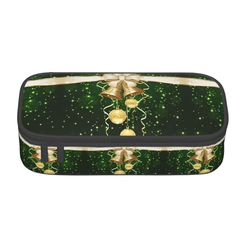 Liulannq Stifteetui mit großen Fächern für Schreibwaren, mit goldfarbenen Kugeln und Glocken von Liulannq