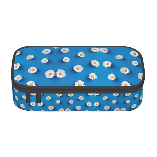 Liulannq Weiße Gänseblümchen, 1 großes Fach, Schreibwaren-Federmäppchen von Liulannq