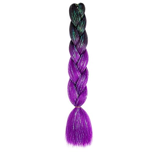 24 Zoll synthetische Ombre Glitter Jumbo Zöpfe Extensions funkeln Regenbogen Flechten Haar for Frauen DIY Frisur(H18) von LiuliuBull