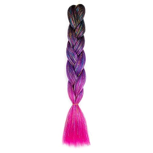 24 Zoll synthetische Ombre Glitter Jumbo Zöpfe Extensions funkeln Regenbogen Flechten Haar for Frauen DIY Frisur(H37) von LiuliuBull