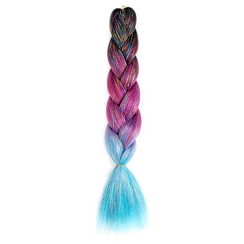 24 Zoll synthetische Ombre Glitter Jumbo Zöpfe Extensions funkeln Regenbogen Flechten Haar for Frauen DIY Frisur(H38) von LiuliuBull