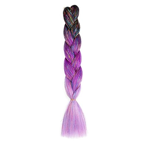 24 Zoll synthetische Ombre Glitter Jumbo Zöpfe Extensions funkeln Regenbogen Flechten Haar for Frauen DIY Frisur(H40) von LiuliuBull