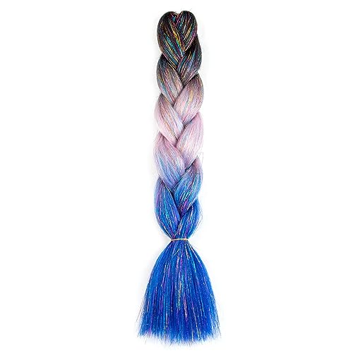 24 Zoll synthetische Ombre Glitter Jumbo Zöpfe Extensions funkeln Regenbogen Flechten Haar for Frauen DIY Frisur(H48) von LiuliuBull
