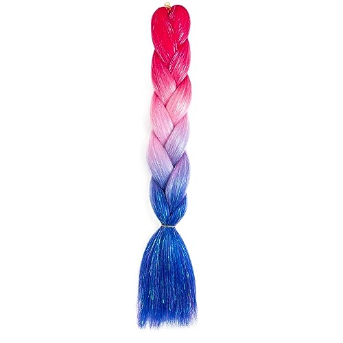 24 Zoll synthetische Ombre Glitter Jumbo Zöpfe Extensions funkeln Regenbogen Flechten Haar for Frauen DIY Frisur(H51) von LiuliuBull