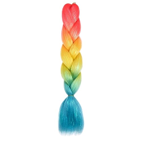 24 Zoll synthetische Ombre Glitter Jumbo Zöpfe Extensions funkeln Regenbogen Flechten Haar for Frauen DIY Frisur(H56) von LiuliuBull