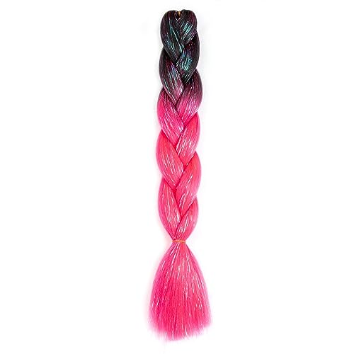 24 Zoll synthetische Ombre Glitter Jumbo Zöpfe Extensions funkeln Regenbogen Flechten Haar for Frauen DIY Frisur(H6) von LiuliuBull