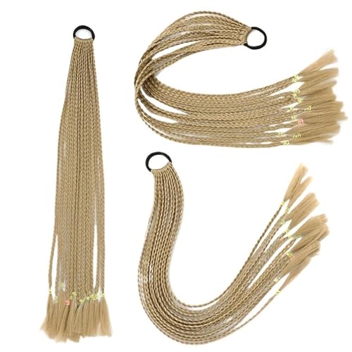 60CM Haarfarbe Farbverlauf Regenbogen Schmutzig Geflochtener Pferdeschwanz Frauen Elastisches Haarband Gummiband Haarschmuck Perücke Stirnband(A37-24) von LiuliuBull