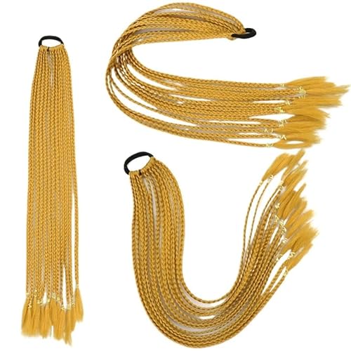 60CM Haarfarbe Farbverlauf Regenbogen Schmutzig Geflochtener Pferdeschwanz Frauen Elastisches Haarband Gummiband Haarschmuck Perücke Stirnband(Q37-A21) von LiuliuBull