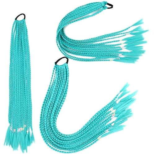 60CM Haarfarbe Farbverlauf Regenbogen Schmutzig Geflochtener Pferdeschwanz Frauen Elastisches Haarband Gummiband Haarschmuck Perücke Stirnband(Q37-A27) von LiuliuBull