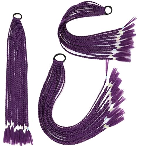 60CM Haarfarbe Farbverlauf Regenbogen Schmutzig Geflochtener Pferdeschwanz Frauen Elastisches Haarband Gummiband Haarschmuck Perücke Stirnband(Q37-A34) von LiuliuBull