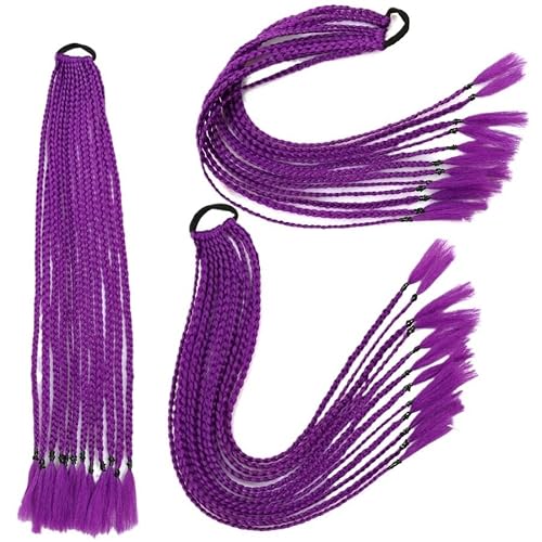 60CM Haarfarbe Farbverlauf Regenbogen Schmutzig Geflochtener Pferdeschwanz Frauen Elastisches Haarband Gummiband Haarschmuck Perücke Stirnband(Q37-A35) von LiuliuBull