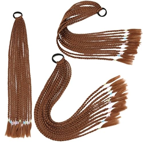 60CM Haarfarbe Farbverlauf Regenbogen Schmutzig Geflochtener Pferdeschwanz Frauen Elastisches Haarband Gummiband Haarschmuck Perücke Stirnband(Q37-A37) von LiuliuBull