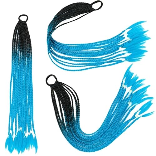 60CM Haarfarbe Farbverlauf Regenbogen Schmutzig Geflochtener Pferdeschwanz Frauen Elastisches Haarband Gummiband Haarschmuck Perücke Stirnband(Q37-B22) von LiuliuBull