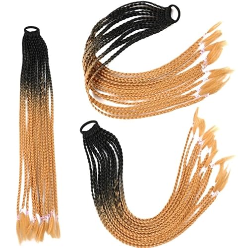 60CM Haarfarbe Farbverlauf Regenbogen Schmutzig Geflochtener Pferdeschwanz Frauen Elastisches Haarband Gummiband Haarschmuck Perücke Stirnband(Q37-B32) von LiuliuBull