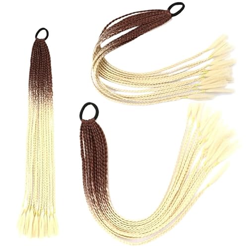 60CM Haarfarbe Farbverlauf Regenbogen Schmutzig Geflochtener Pferdeschwanz Frauen Elastisches Haarband Gummiband Haarschmuck Perücke Stirnband(Q37-B39) von LiuliuBull