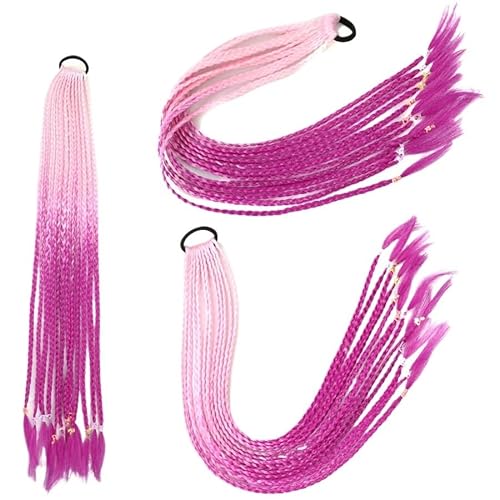 60CM Haarfarbe Farbverlauf Regenbogen Schmutzig Geflochtener Pferdeschwanz Frauen Elastisches Haarband Gummiband Haarschmuck Perücke Stirnband(Q37-B42) von LiuliuBull