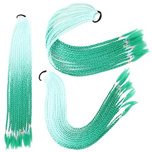 60CM Haarfarbe Farbverlauf Regenbogen Schmutzig Geflochtener Pferdeschwanz Frauen Elastisches Haarband Gummiband Haarschmuck Perücke Stirnband(Q37-B44) von LiuliuBull