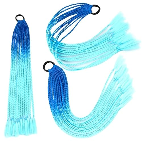 60CM Haarfarbe Farbverlauf Regenbogen Schmutzig Geflochtener Pferdeschwanz Frauen Elastisches Haarband Gummiband Haarschmuck Perücke Stirnband(Q37-B45) von LiuliuBull