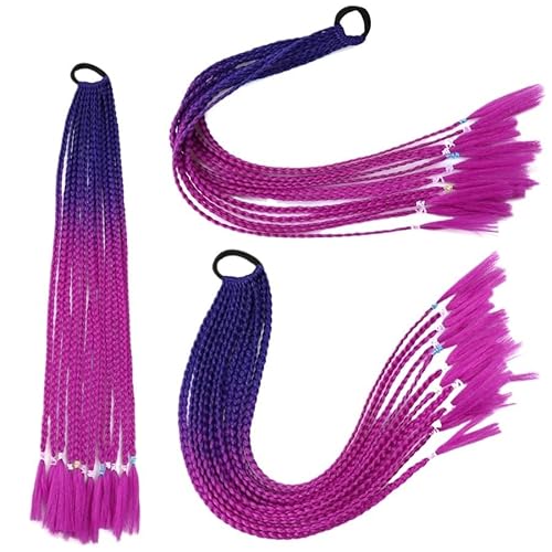 60CM Haarfarbe Farbverlauf Regenbogen Schmutzig Geflochtener Pferdeschwanz Frauen Elastisches Haarband Gummiband Haarschmuck Perücke Stirnband(Q37-B46) von LiuliuBull