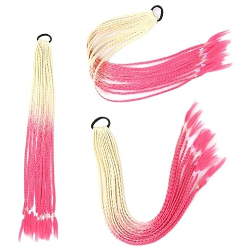 60CM Haarfarbe Farbverlauf Regenbogen Schmutzig Geflochtener Pferdeschwanz Frauen Elastisches Haarband Gummiband Haarschmuck Perücke Stirnband(Q37-B48) von LiuliuBull