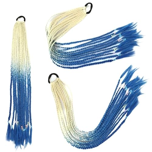 60CM Haarfarbe Farbverlauf Regenbogen Schmutzig Geflochtener Pferdeschwanz Frauen Elastisches Haarband Gummiband Haarschmuck Perücke Stirnband(Q37-B49) von LiuliuBull