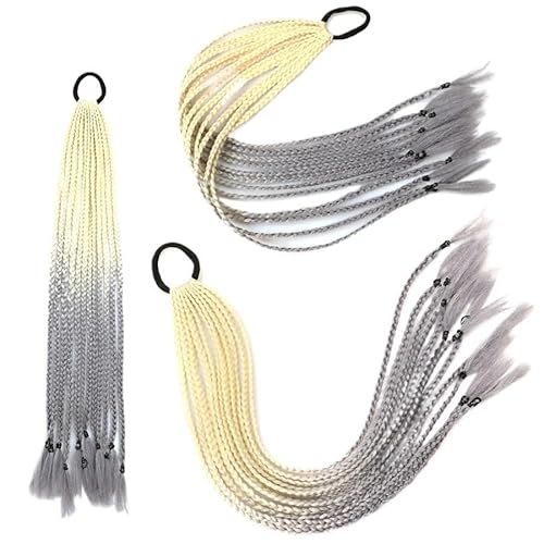 60CM Haarfarbe Farbverlauf Regenbogen Schmutzig Geflochtener Pferdeschwanz Frauen Elastisches Haarband Gummiband Haarschmuck Perücke Stirnband(Q37-B50) von LiuliuBull