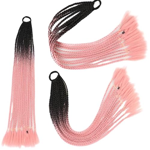 60CM Haarfarbe Farbverlauf Regenbogen Schmutzig Geflochtener Pferdeschwanz Frauen Elastisches Haarband Gummiband Haarschmuck Perücke Stirnband(Q37-B6) von LiuliuBull