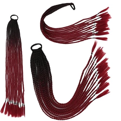 60CM Haarfarbe Farbverlauf Regenbogen Schmutzig Geflochtener Pferdeschwanz Frauen Elastisches Haarband Gummiband Haarschmuck Perücke Stirnband(Q37-B8) von LiuliuBull