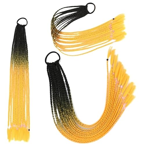 60CM Haarfarbe Farbverlauf Regenbogen Schmutzig Geflochtener Pferdeschwanz Frauen Elastisches Haarband Gummiband Haarschmuck Perücke Stirnband(Q37-B9) von LiuliuBull