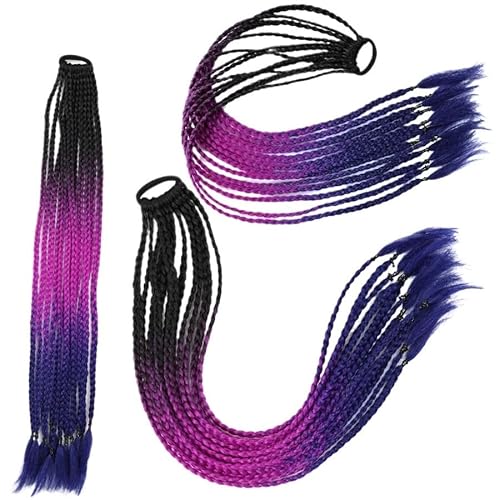 60CM Haarfarbe Farbverlauf Regenbogen Schmutzig Geflochtener Pferdeschwanz Frauen Elastisches Haarband Gummiband Haarschmuck Perücke Stirnband(Q37-C10) von LiuliuBull