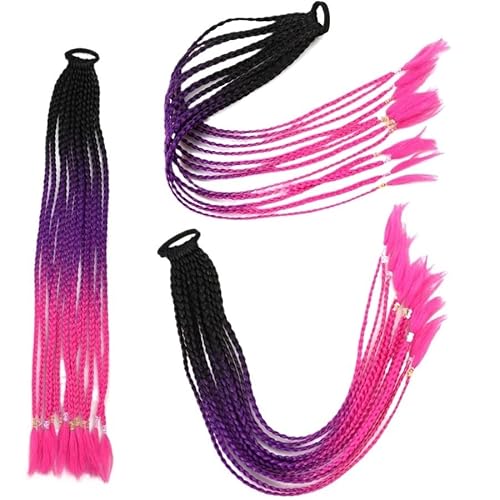 60CM Haarfarbe Farbverlauf Regenbogen Schmutzig Geflochtener Pferdeschwanz Frauen Elastisches Haarband Gummiband Haarschmuck Perücke Stirnband(Q37-C11) von LiuliuBull