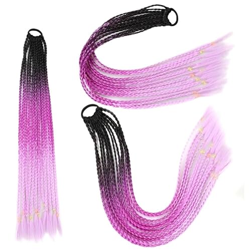 60CM Haarfarbe Farbverlauf Regenbogen Schmutzig Geflochtener Pferdeschwanz Frauen Elastisches Haarband Gummiband Haarschmuck Perücke Stirnband(Q37-C13) von LiuliuBull