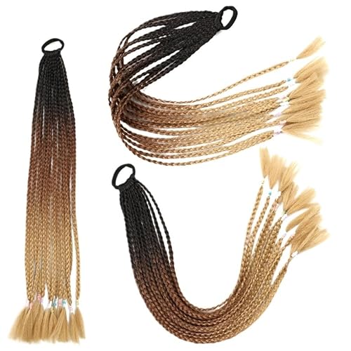 60CM Haarfarbe Farbverlauf Regenbogen Schmutzig Geflochtener Pferdeschwanz Frauen Elastisches Haarband Gummiband Haarschmuck Perücke Stirnband(Q37-C14) von LiuliuBull