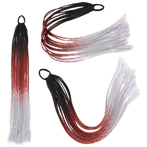 60CM Haarfarbe Farbverlauf Regenbogen Schmutzig Geflochtener Pferdeschwanz Frauen Elastisches Haarband Gummiband Haarschmuck Perücke Stirnband(Q37-C17) von LiuliuBull