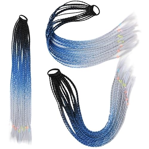 60CM Haarfarbe Farbverlauf Regenbogen Schmutzig Geflochtener Pferdeschwanz Frauen Elastisches Haarband Gummiband Haarschmuck Perücke Stirnband(Q37-C20) von LiuliuBull