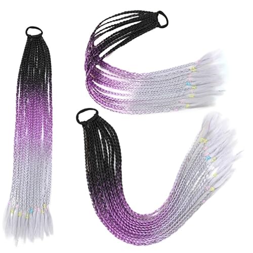 60CM Haarfarbe Farbverlauf Regenbogen Schmutzig Geflochtener Pferdeschwanz Frauen Elastisches Haarband Gummiband Haarschmuck Perücke Stirnband(Q37-C21) von LiuliuBull