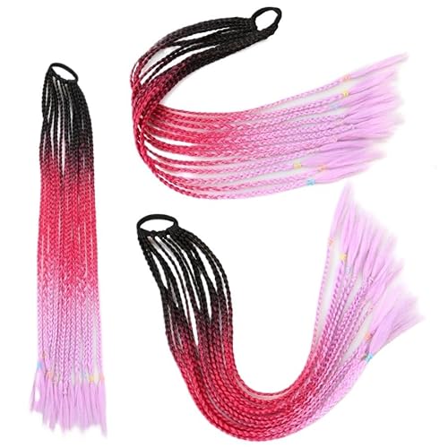 60CM Haarfarbe Farbverlauf Regenbogen Schmutzig Geflochtener Pferdeschwanz Frauen Elastisches Haarband Gummiband Haarschmuck Perücke Stirnband(Q37-C22) von LiuliuBull