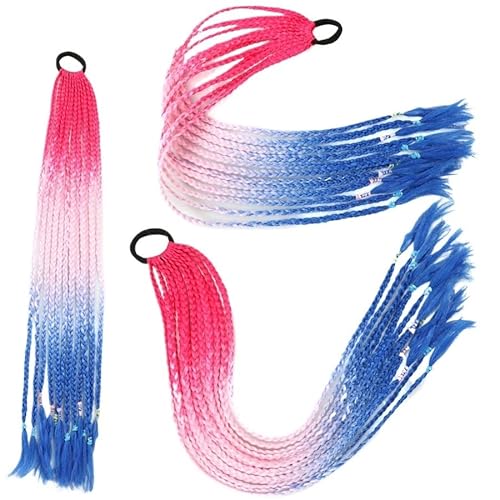 60CM Haarfarbe Farbverlauf Regenbogen Schmutzig Geflochtener Pferdeschwanz Frauen Elastisches Haarband Gummiband Haarschmuck Perücke Stirnband(Q37-C23) von LiuliuBull
