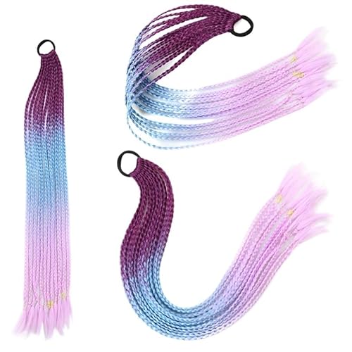 60CM Haarfarbe Farbverlauf Regenbogen Schmutzig Geflochtener Pferdeschwanz Frauen Elastisches Haarband Gummiband Haarschmuck Perücke Stirnband(Q37-C26) von LiuliuBull