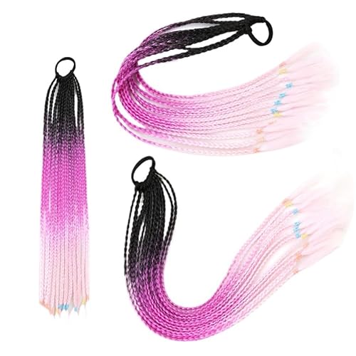 60CM Haarfarbe Farbverlauf Regenbogen Schmutzig Geflochtener Pferdeschwanz Frauen Elastisches Haarband Gummiband Haarschmuck Perücke Stirnband(Q37-C5) von LiuliuBull