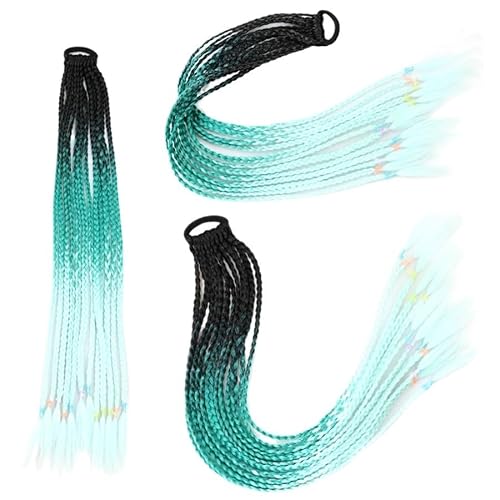 60CM Haarfarbe Farbverlauf Regenbogen Schmutzig Geflochtener Pferdeschwanz Frauen Elastisches Haarband Gummiband Haarschmuck Perücke Stirnband(Q37-C8) von LiuliuBull