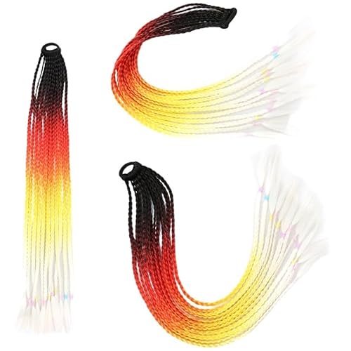 60CM Haarfarbe Farbverlauf Regenbogen Schmutzig Geflochtener Pferdeschwanz Frauen Elastisches Haarband Gummiband Haarschmuck Perücke Stirnband(Q37-D1) von LiuliuBull